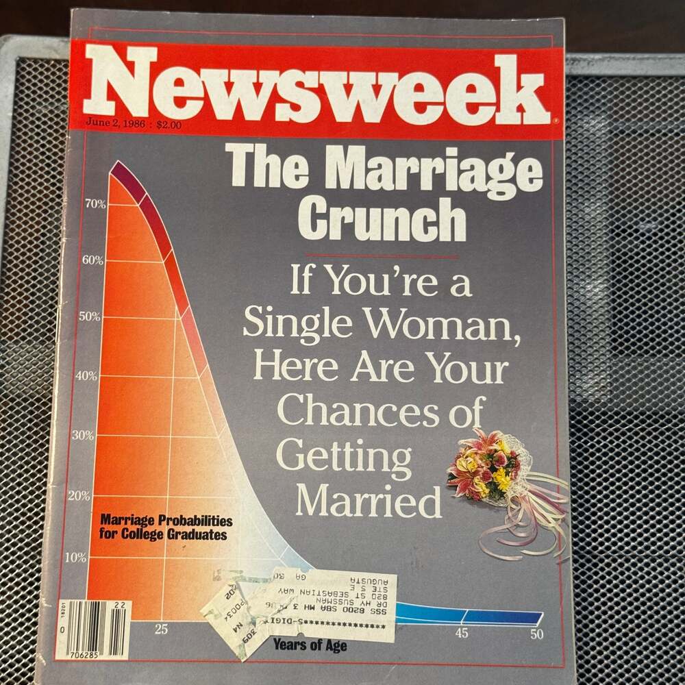 Newsweek June 2 1986 The Marriage Crunch Single Woman Probabilities Vintage Maga